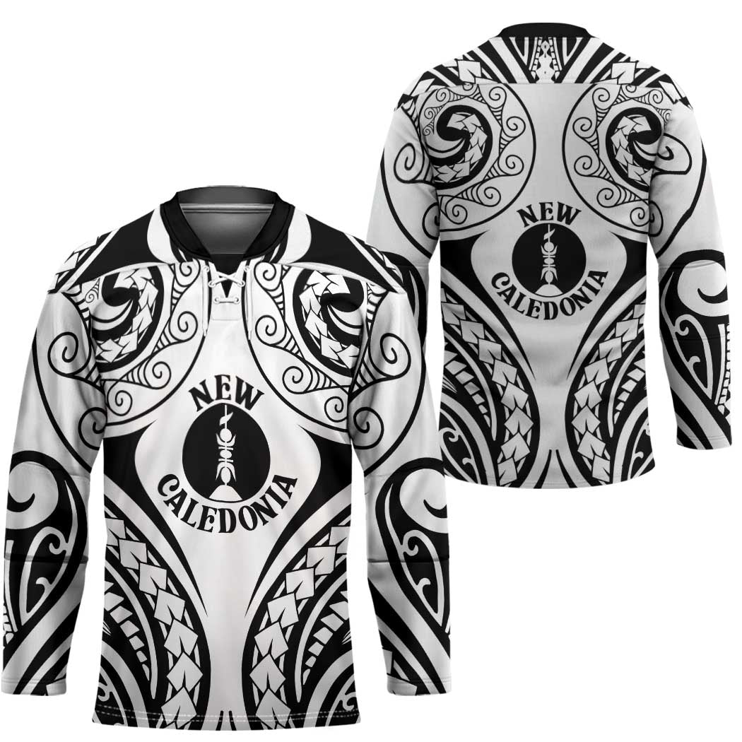 New Caledonia Day Hockey Jersey Polynesian Curves White Color - Polynesian Pride