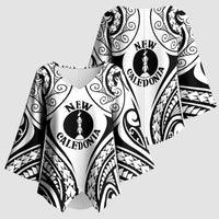 New Caledonia Day Kimono Sleeve Blouse Polynesian Curves White Color LT05 - Polynesian Pride