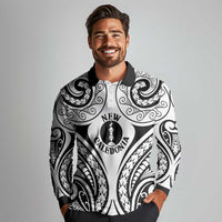 New Caledonia Day Long Sleeve Polo Shirt Polynesian Curves White Color LT05 - Polynesian Pride