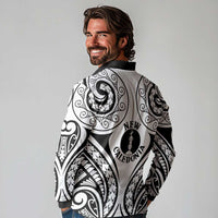 New Caledonia Day Long Sleeve Polo Shirt Polynesian Curves White Color LT05 - Polynesian Pride