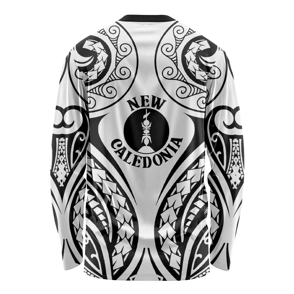 New Caledonia Day Long Sleeve Shirt Polynesian Curves White Color LT05 - Polynesian Pride