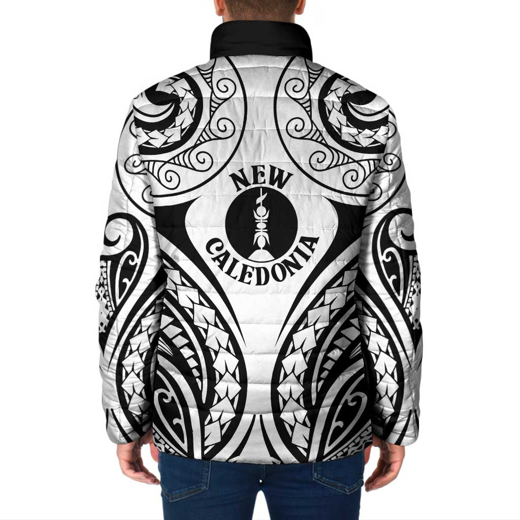 New Caledonia Day Padded Jacket Polynesian Curves White Color - Polynesian Pride