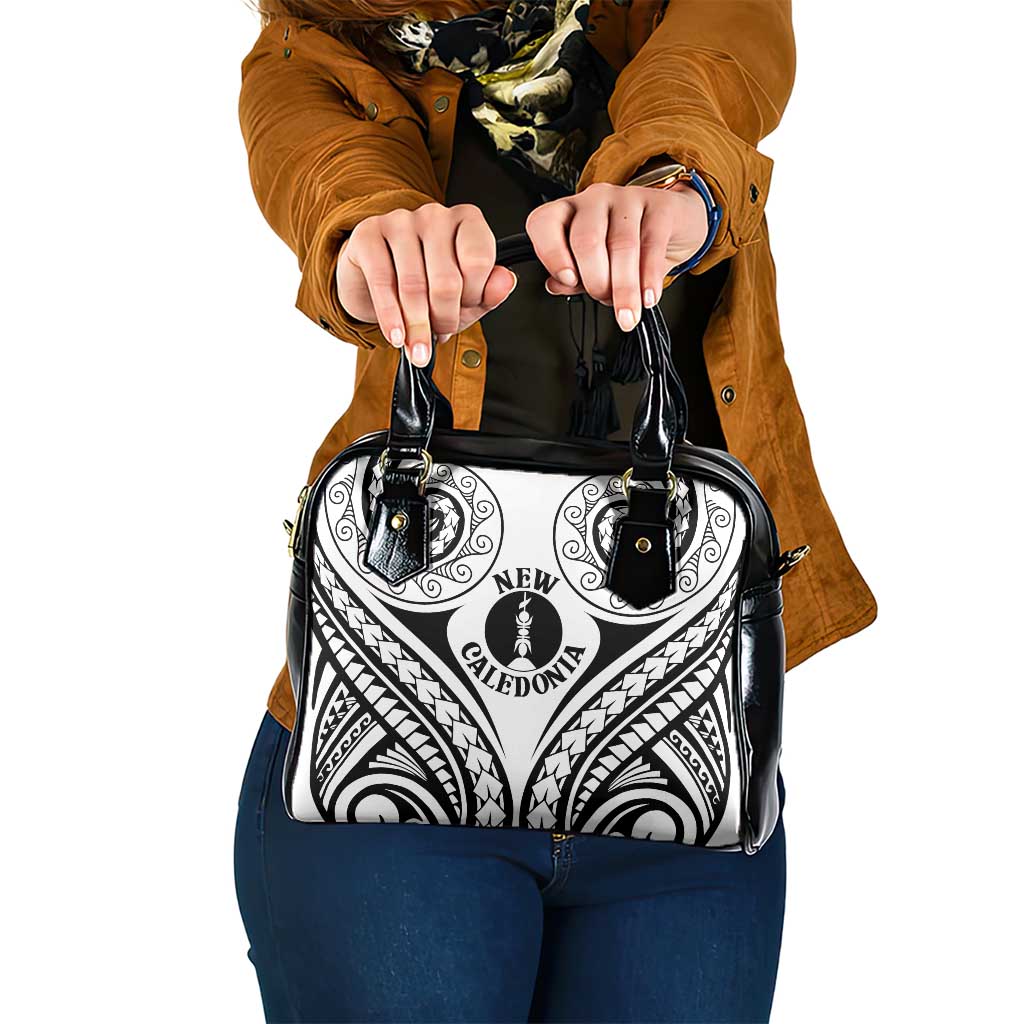 New Caledonia Day Shoulder Handbag Polynesian Curves White Color - Polynesian Pride
