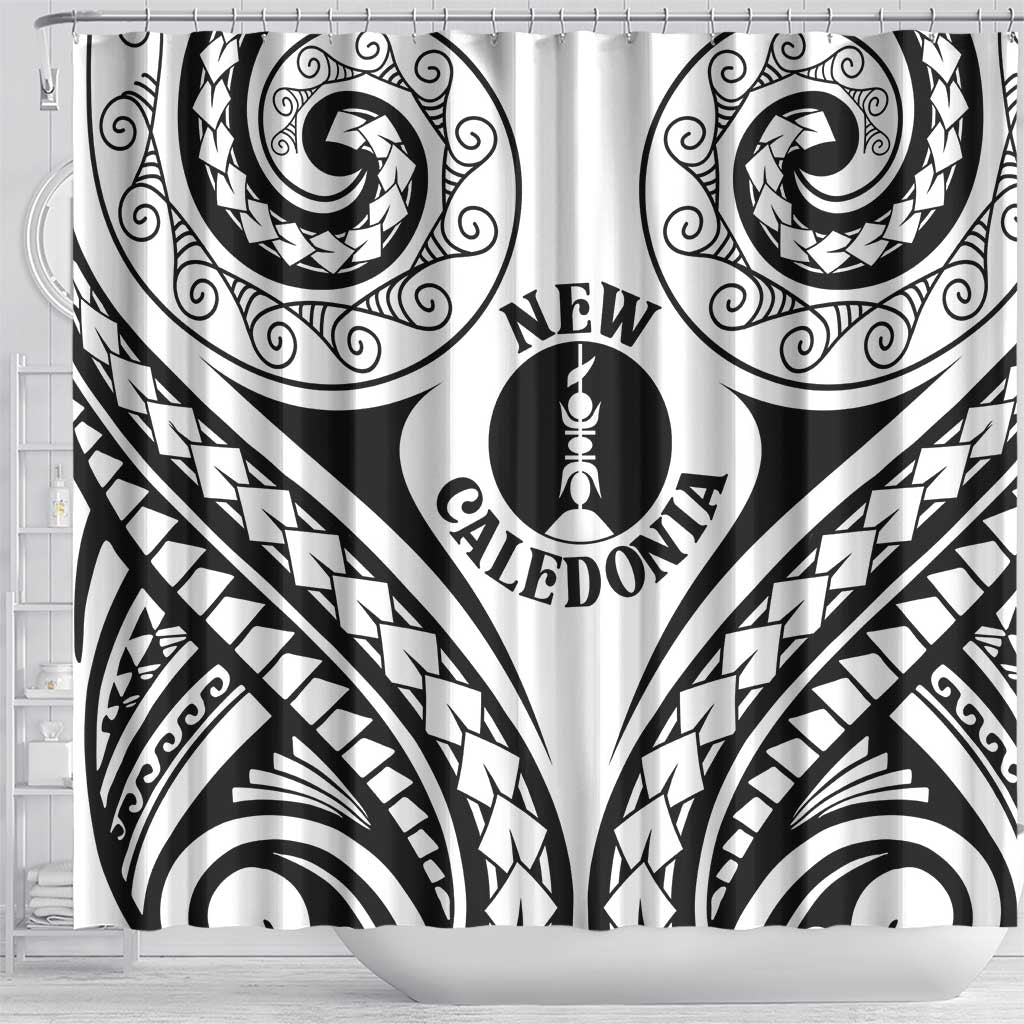 New Caledonia Day Shower Curtain Polynesian Curves White Color LT05 - Polynesian Pride