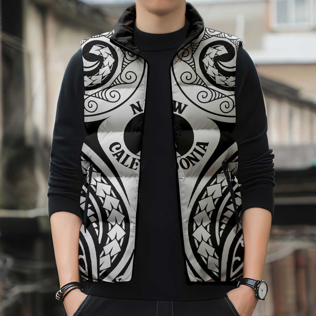 New Caledonia Day Sleeveless Puffer Jacket Polynesian Curves White Color - Polynesian Pride