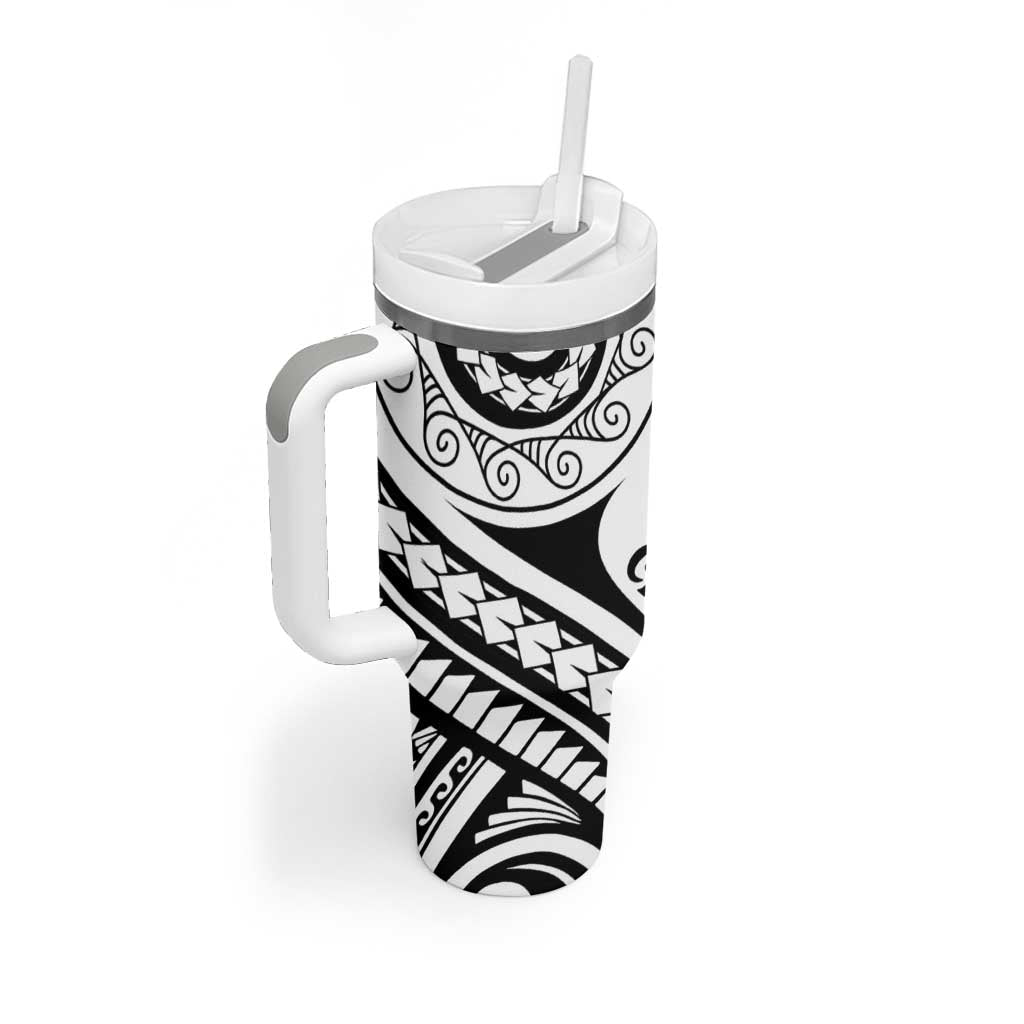 New Caledonia Day Tumbler With Handle Polynesian Curves White Color LT05 - Polynesian Pride