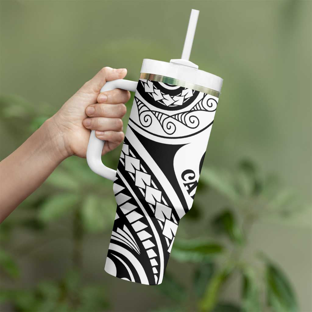 New Caledonia Day Tumbler With Handle Polynesian Curves White Color LT05 - Polynesian Pride