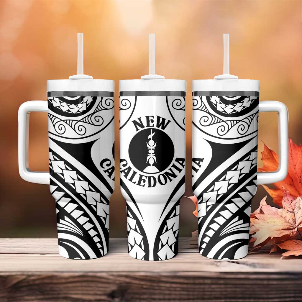 New Caledonia Day Tumbler With Handle Polynesian Curves White Color LT05 - Polynesian Pride
