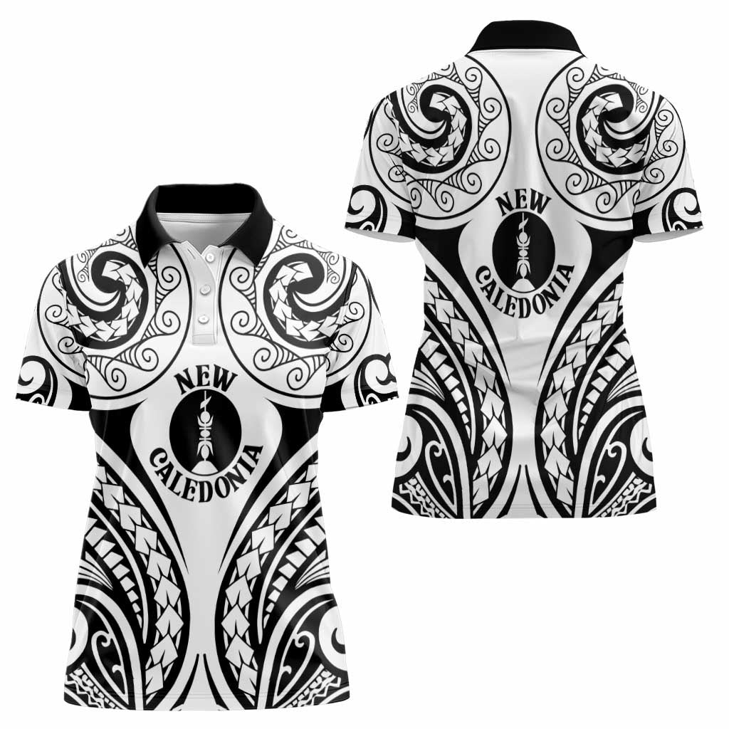 New Caledonia Day Women Polo Shirt Polynesian Curves White Color - Polynesian Pride