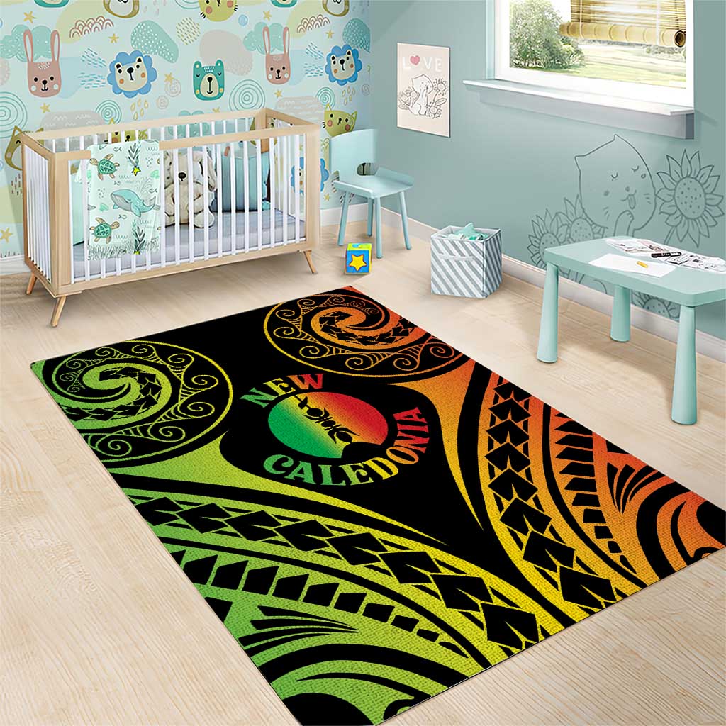New Caledonia Day Area Rug Polynesian Curves Reggae Color - Polynesian Pride