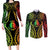 New Caledonia Day Couples Matching Long Sleeve Bodycon Dress and Long Sleeve Button Shirt Polynesian Curves Reggae Color - Polynesian Pride