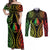 New Caledonia Day Couples Matching Off Shoulder Maxi Dress and Long Sleeve Button Shirt Polynesian Curves Reggae Color - Polynesian Pride
