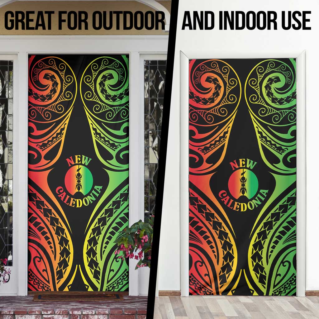 New Caledonia Day Door Cover Polynesian Curves Reggae Color - Polynesian Pride