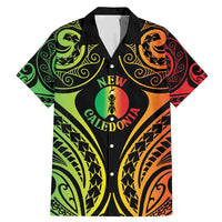 New Caledonia Day Family Matching Mermaid Dress and Hawaiian Shirt Polynesian Curves Reggae Color LT05 Dad's Shirt - Short Sleeve Reggae - Polynesian Pride