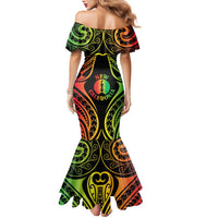 New Caledonia Day Family Matching Mermaid Dress and Hawaiian Shirt Polynesian Curves Reggae Color LT05 - Polynesian Pride