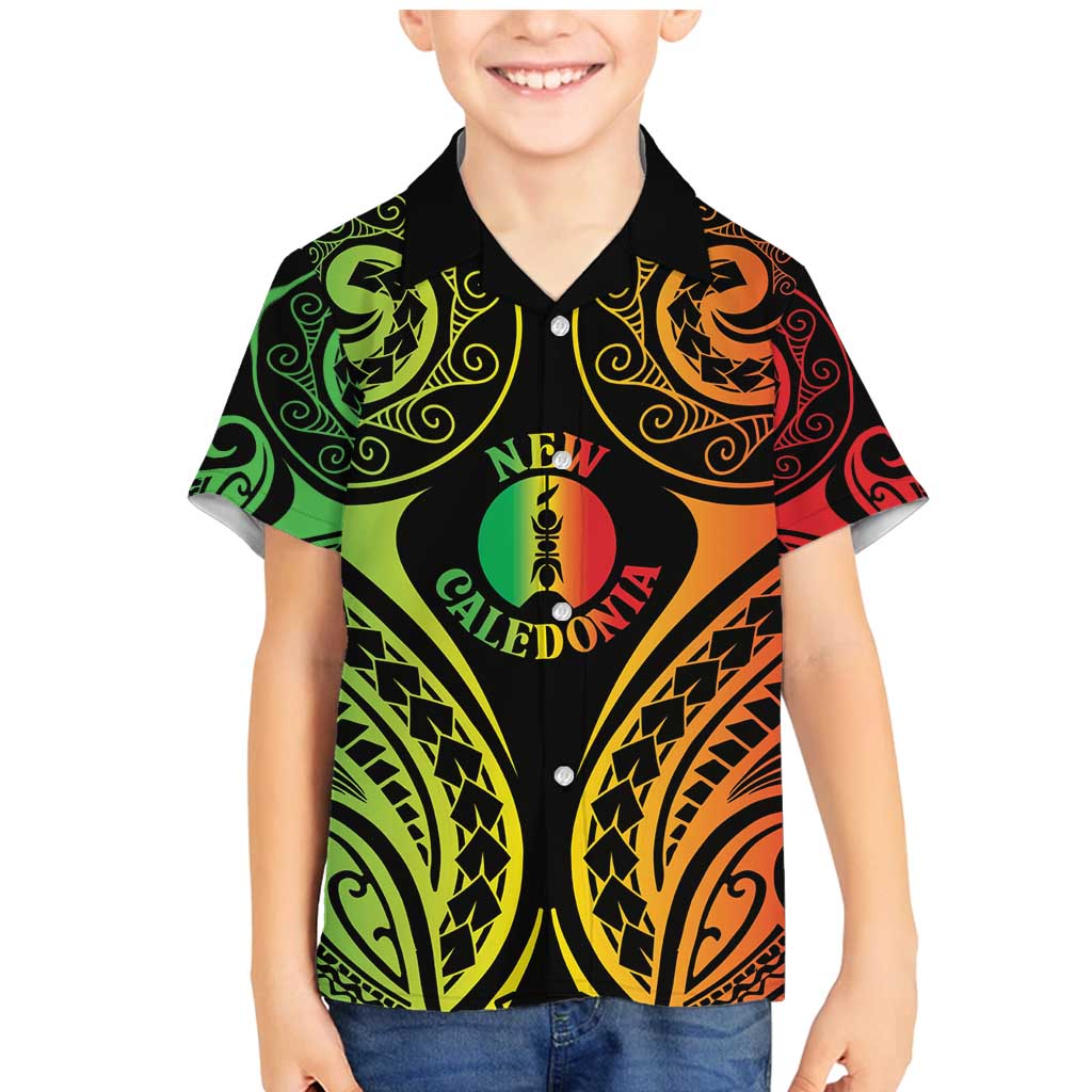 New Caledonia Day Family Matching Mermaid Dress and Hawaiian Shirt Polynesian Curves Reggae Color LT05 Son's Shirt Reggae - Polynesian Pride