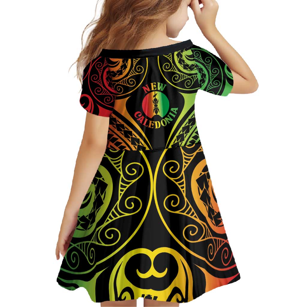 New Caledonia Day Family Matching Short Sleeve Bodycon Dress and Hawaiian Shirt Polynesian Curves Reggae Color LT05 - Polynesian Pride