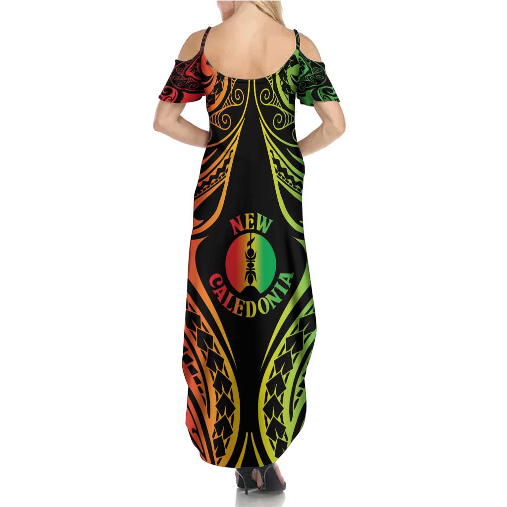 New Caledonia Day Family Matching Summer Maxi Dress and Hawaiian Shirt Polynesian Curves Reggae Color LT05 - Polynesian Pride