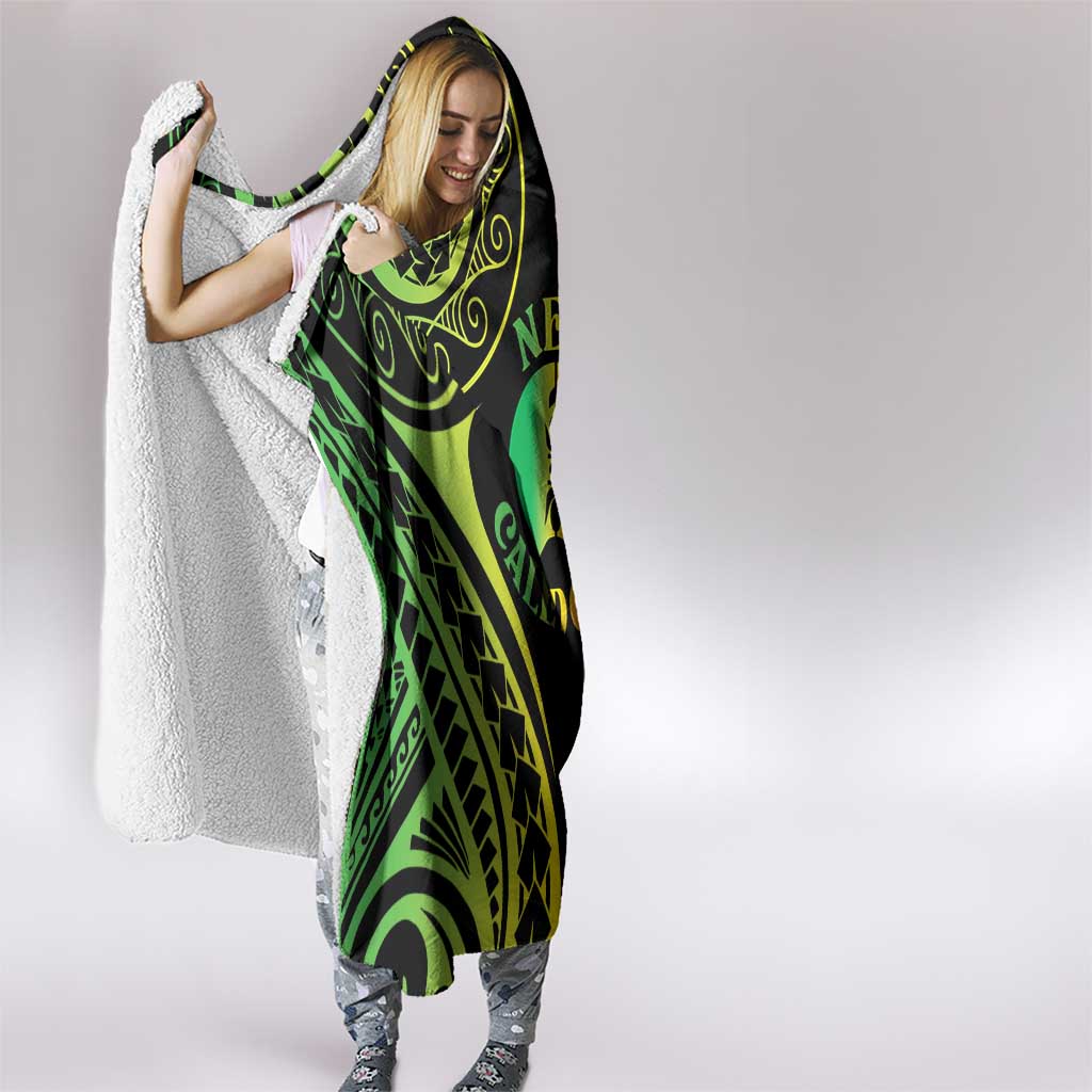 New Caledonia Day Hooded Blanket Polynesian Curves Reggae Color - Polynesian Pride