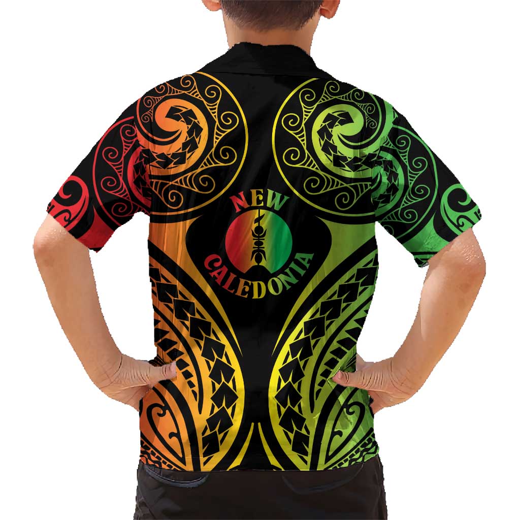 New Caledonia Day Kid Hawaiian Shirt Polynesian Curves Reggae Color - Polynesian Pride