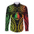 New Caledonia Day Long Sleeve Button Shirt Polynesian Curves Reggae Color - Polynesian Pride