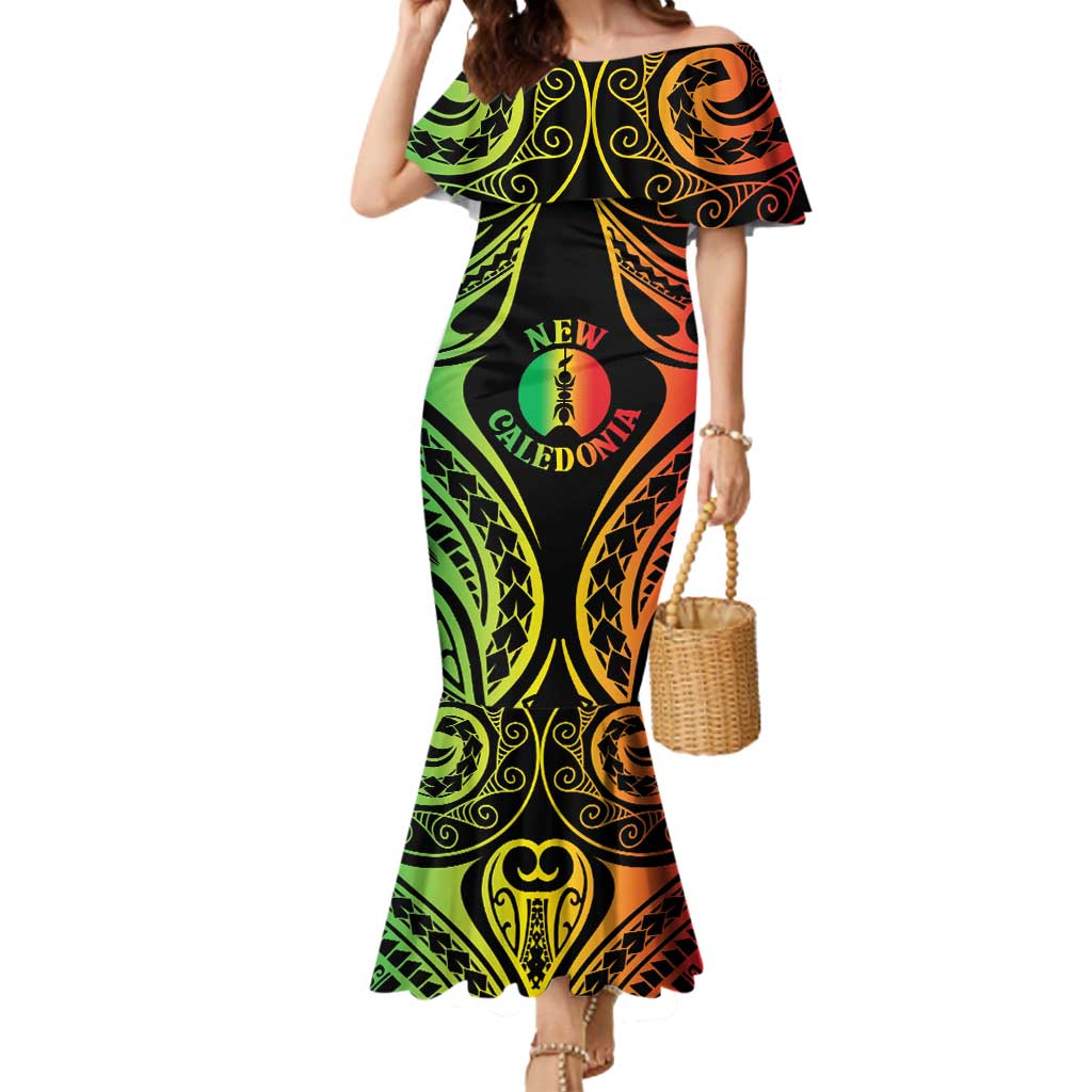 New Caledonia Day Mermaid Dress Polynesian Curves Reggae Color - Polynesian Pride