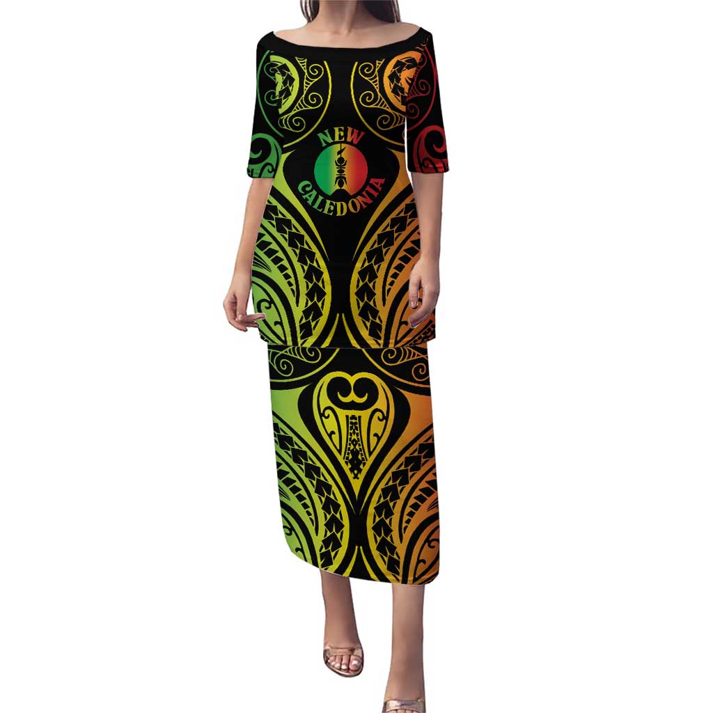 New Caledonia Day Puletasi Polynesian Curves Reggae Color - Polynesian Pride