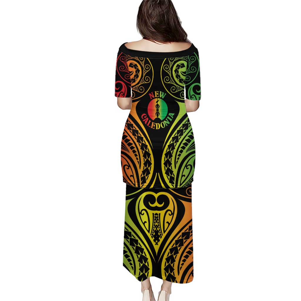New Caledonia Day Puletasi Polynesian Curves Reggae Color - Polynesian Pride