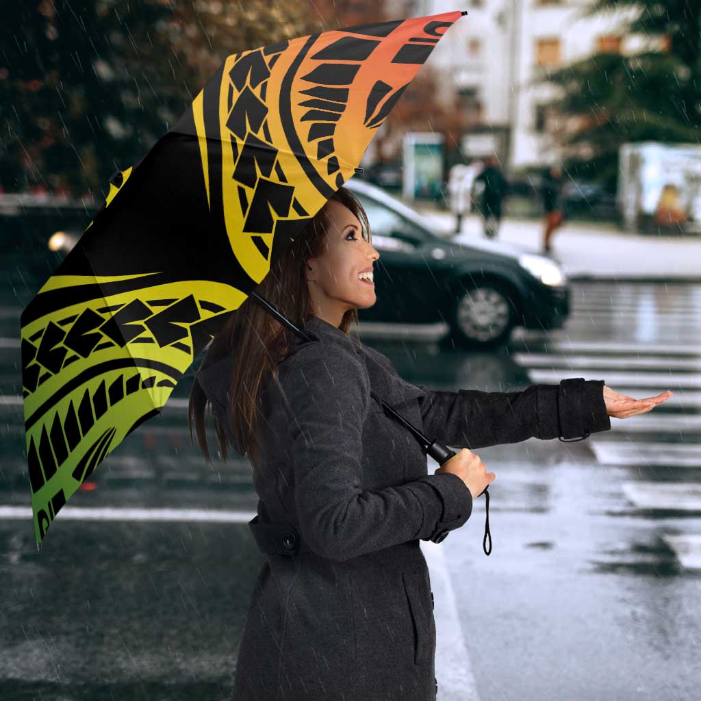 New Caledonia Day Umbrella Polynesian Curves Reggae Color - Polynesian Pride