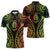 New Caledonia Day Zipper Polo Shirt Polynesian Curves Reggae Color - Polynesian Pride