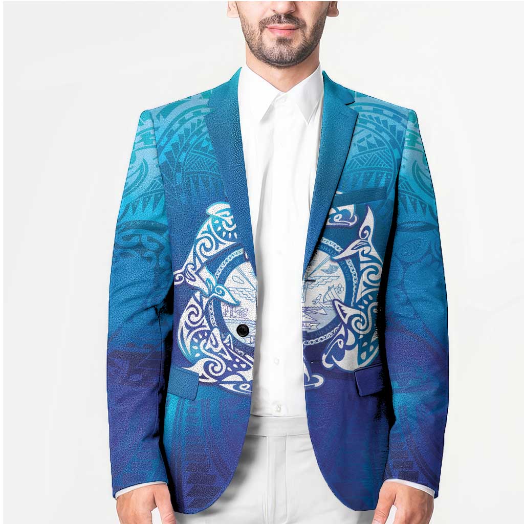 Marshall Islands Manit Day Blazer Tribal Dolphin With Marshall Seal - Polynesian Pride