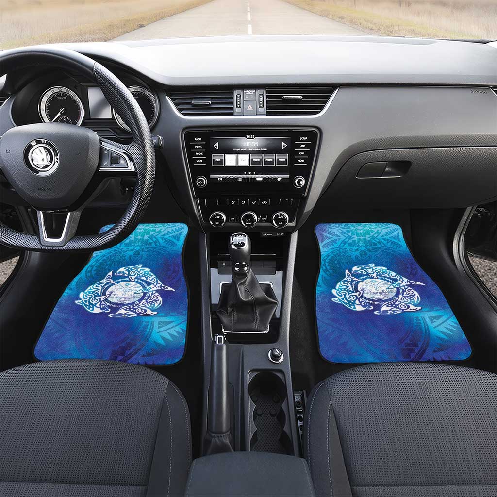 Marshall Islands Manit Day Car Mats Tribal Dolphin With Marshall Seal - Polynesian Pride