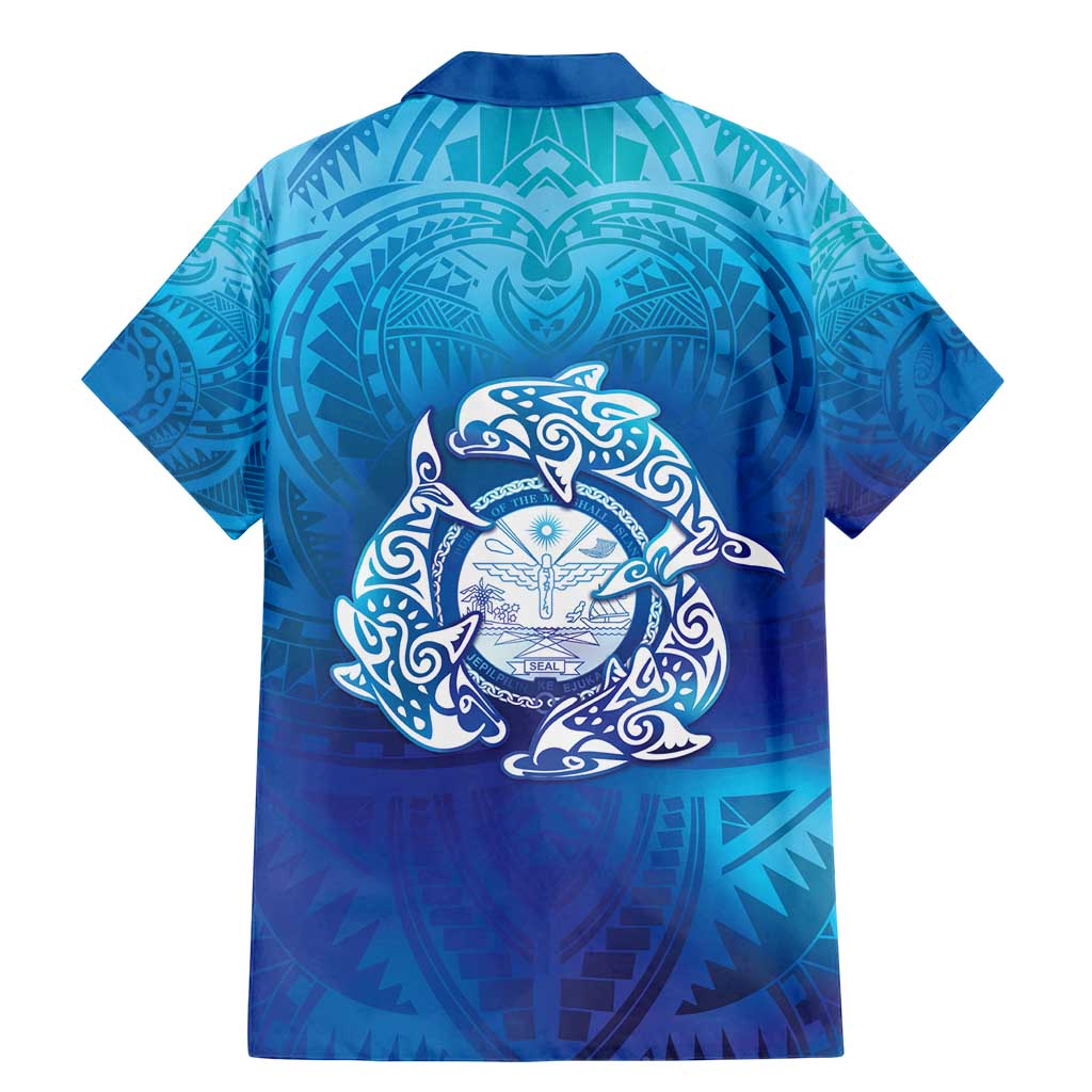 Marshall Islands Manit Day Family Matching Mermaid Dress and Hawaiian Shirt Tribal Dolphin With Marshall Seal LT05 - Polynesian Pride