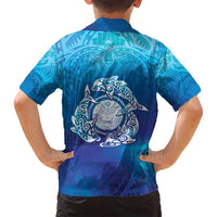 Marshall Islands Manit Day Family Matching Off Shoulder Maxi Dress and Hawaiian Shirt Tribal Dolphin With Marshall Seal LT05 - Polynesian Pride