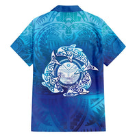 Marshall Islands Manit Day Family Matching Short Sleeve Bodycon Dress and Hawaiian Shirt Tribal Dolphin With Marshall Seal LT05 - Polynesian Pride