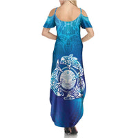 Marshall Islands Manit Day Family Matching Summer Maxi Dress and Hawaiian Shirt Tribal Dolphin With Marshall Seal LT05 - Polynesian Pride