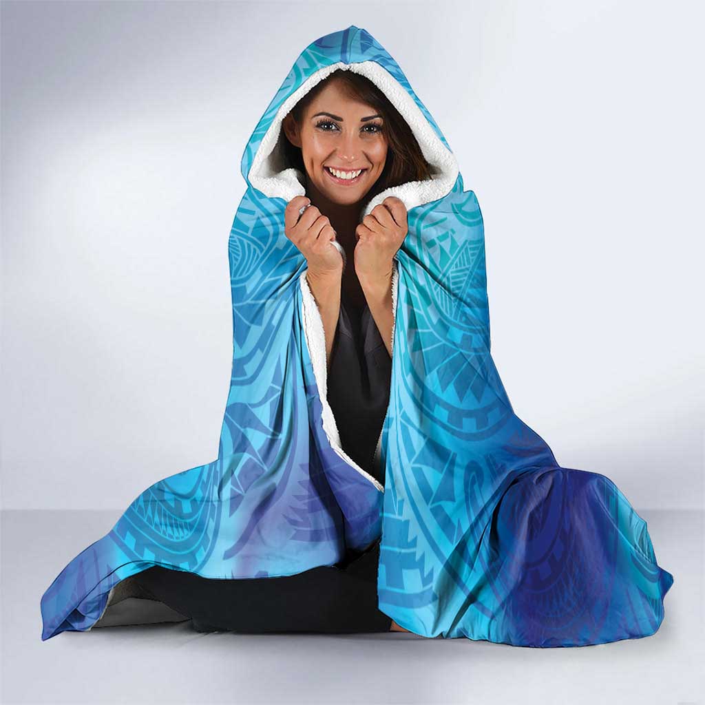 Marshall Islands Manit Day Hooded Blanket Tribal Dolphin With Marshall Seal - Polynesian Pride