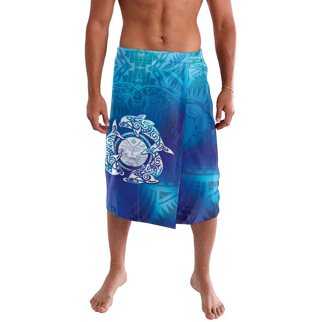 Marshall Islands Manit Day Lavalava Tribal Dolphin With Marshall Seal - Polynesian Pride
