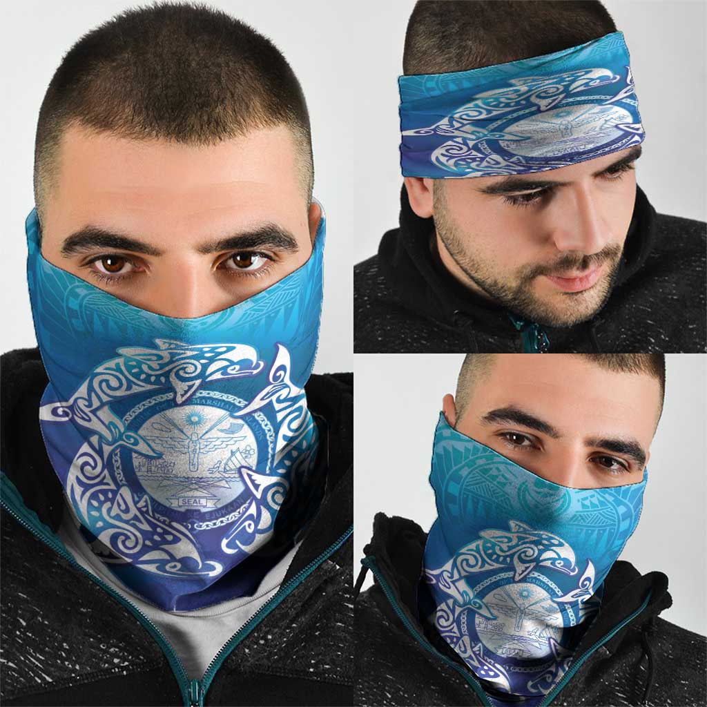 Marshall Islands Manit Day Neck Gaiter Tribal Dolphin With Marshall Seal LT05