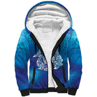 Marshall Islands Manit Day Sherpa Hoodie Tribal Dolphin With Marshall Seal LT05 Unisex Blue - Polynesian Pride