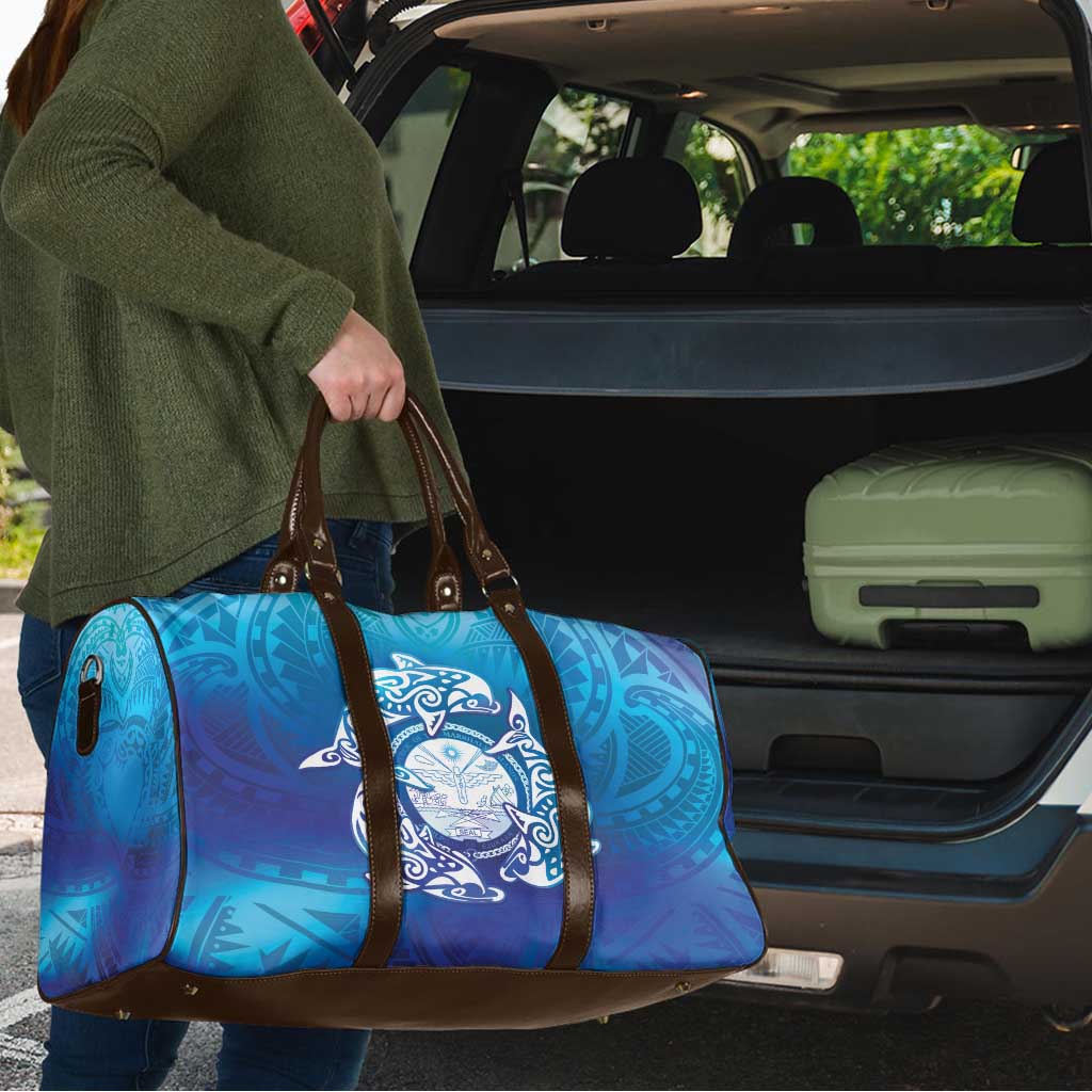 Marshall Islands Manit Day Travel Bag Tribal Dolphin With Marshall Seal - Polynesian Pride