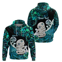 Personalized Aotearoa New Zealand Hoodie Paua Shell Fern Koru With Maori Hei Tiki LT05 - Polynesian Pride