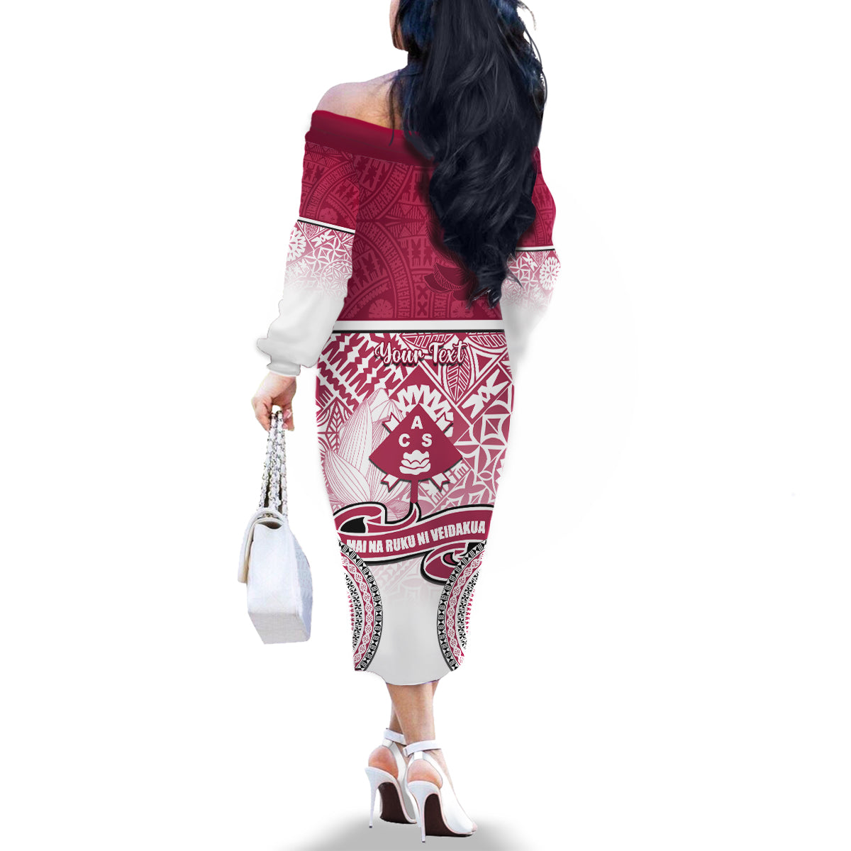 Personalized Adi Cakobau School Family Matching Off Shoulder Long Sleeve Dress and Hawaiian Shirt With Fijian Tapa Pattern LT05 - Polynesian Pride