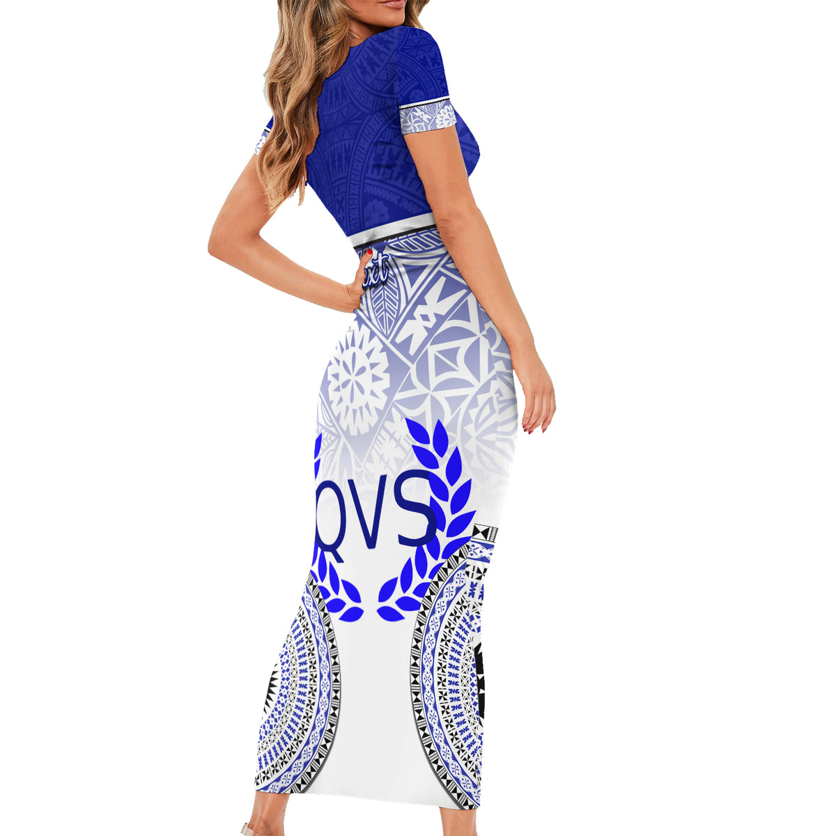 Personalized Queen Victoria School Family Matching Short Sleeve Bodycon Dress and Hawaiian Shirt With Fijian Tapa Pattern LT05 - Polynesian Pride