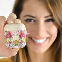 Hawaii Palaka AirPods Case Yellow Tribal Pattern With Tropical Flowers - Polynesian Pride