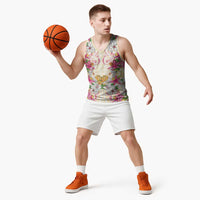 Hawaii Palaka Basketball Jersey Yellow Tribal Pattern With Tropical Flowers - Polynesian Pride