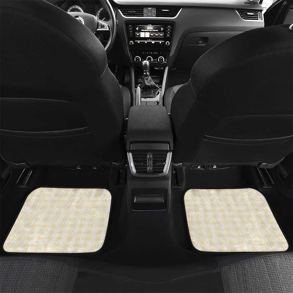 Hawaii Palaka Car Mats Yellow Tribal Pattern With Tropical Flowers - Polynesian Pride