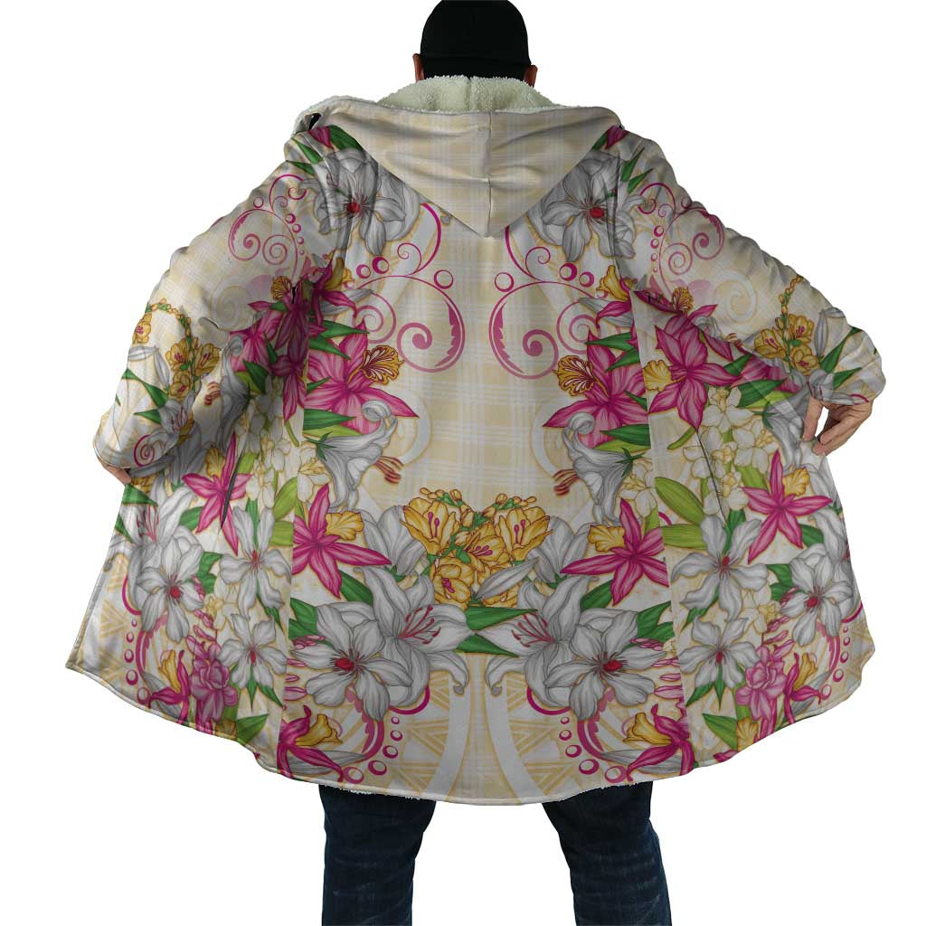 Hawaii Palaka Cloak Yellow Tribal Pattern With Tropical Flowers - Polynesian Pride