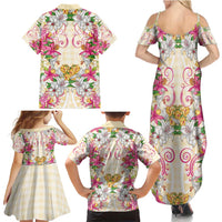 Hawaii Palaka Family Matching Summer Maxi Dress and Hawaiian Shirt Yellow Tribal Pattern With Tropical Flowers LT05 - Polynesian Pride