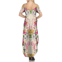 Hawaii Palaka Family Matching Summer Maxi Dress and Hawaiian Shirt Yellow Tribal Pattern With Tropical Flowers LT05 - Polynesian Pride